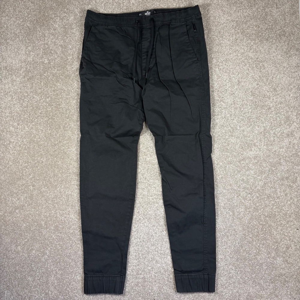 Hollister Mens Skinny Jogger Pants Black Advanced Stretch Elastic Waist Large